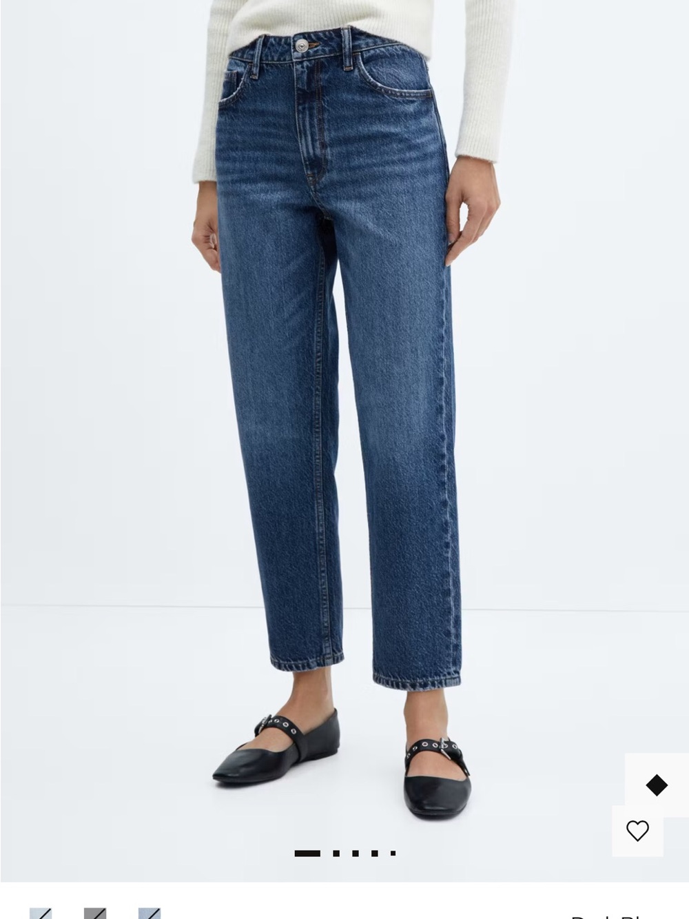 NWT Mango Mom High Waist Regular Fit Ankle Length Jeans in Dark Blue